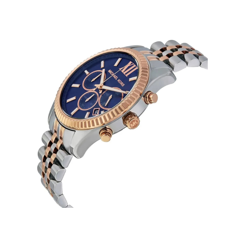 Michael Kors Lexington Chronograph Two-Tone Blue Dial Watch - MK8412