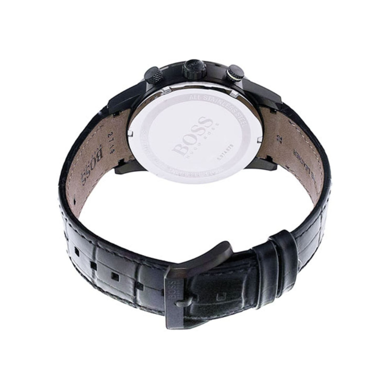 Hugo Boss Rafale Chronograph Black Dial Black Leather Strap Watch – 1513389