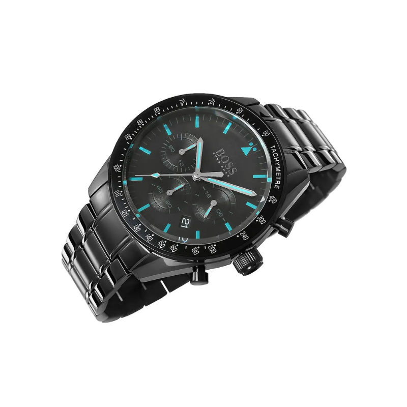 Hugo Boss Trophy Chronograph Black Dial Black Stainless Steel Bracelet Watch – 1513675