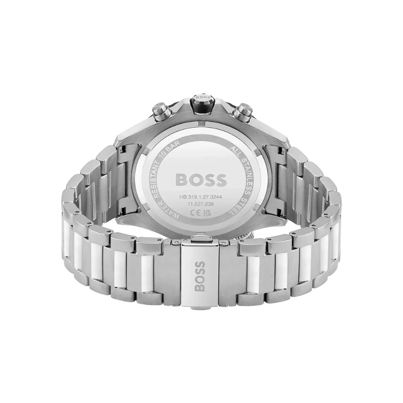 Hugo Boss Globetrotter Chronograph Green Dial Silver Stainless Steel Bracelet Watch – 1513930