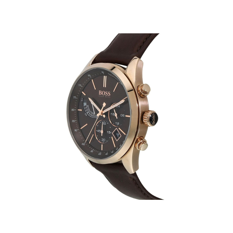 Hugo Boss Grand Prix Chronograph Brown Dial Brown Leather Strap Watch – 1513605