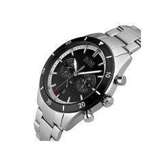 Hugo Boss Santiago Chronograph Black Dial Silver Stainless Steel Metal Bracelet Men’s Watch – 1513862