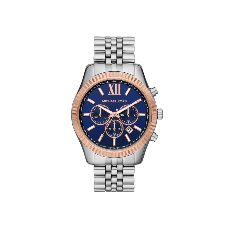 Michael Kors Lexington Chronograph Blue Dial Gold-Tone Stainless Steel Bracelet – MK8689