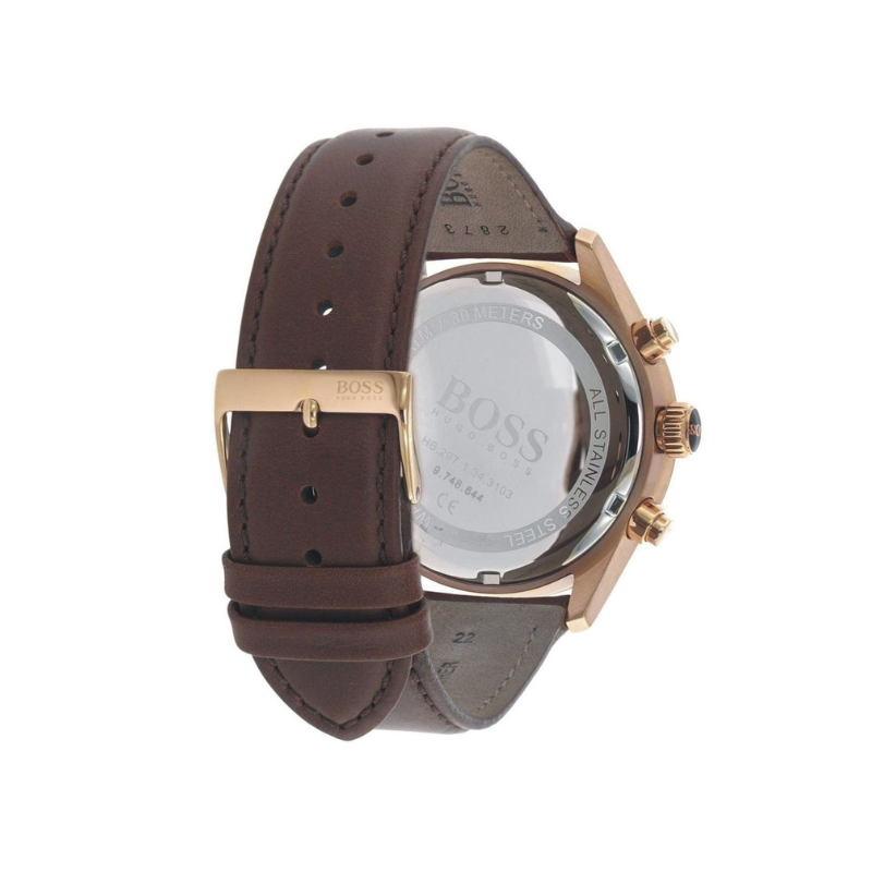 Hugo Boss Grand Prix Chronograph Brown Dial Brown Leather Strap Watch – 1513605