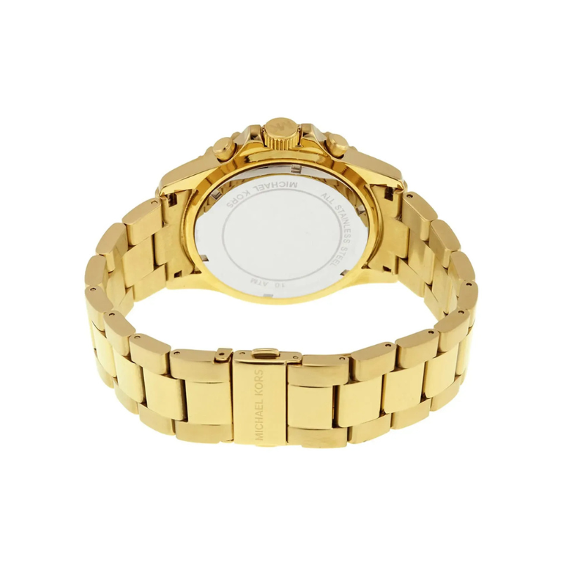 Michael Kors Everest Chronograph Navy Blue Dial Gold‑Tone Stainless Steel Bracelet – MK8267