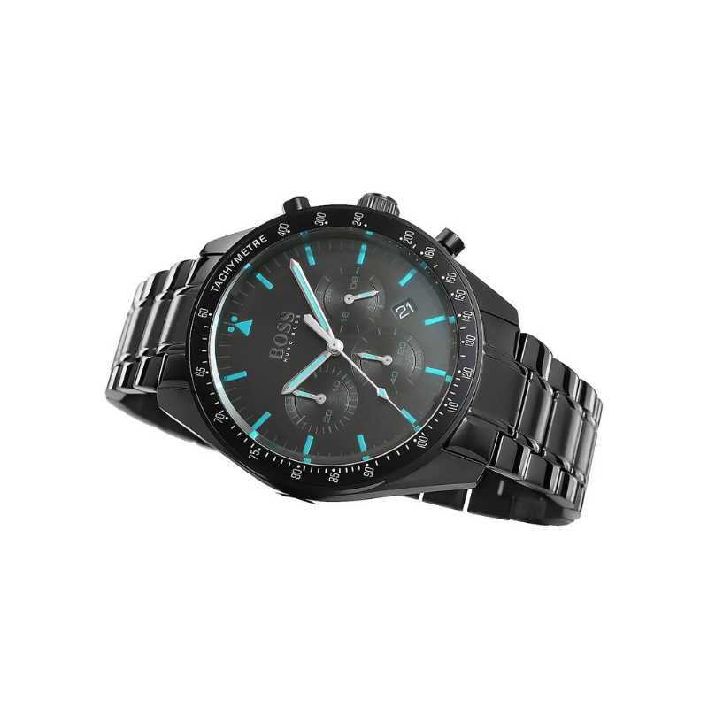 Hugo Boss Trophy Chronograph Black Dial Black Stainless Steel Bracelet Watch – 1513675