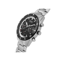 Hugo Boss Santiago Chronograph Black Dial Silver Stainless Steel Metal Bracelet Men’s Watch – 1513862