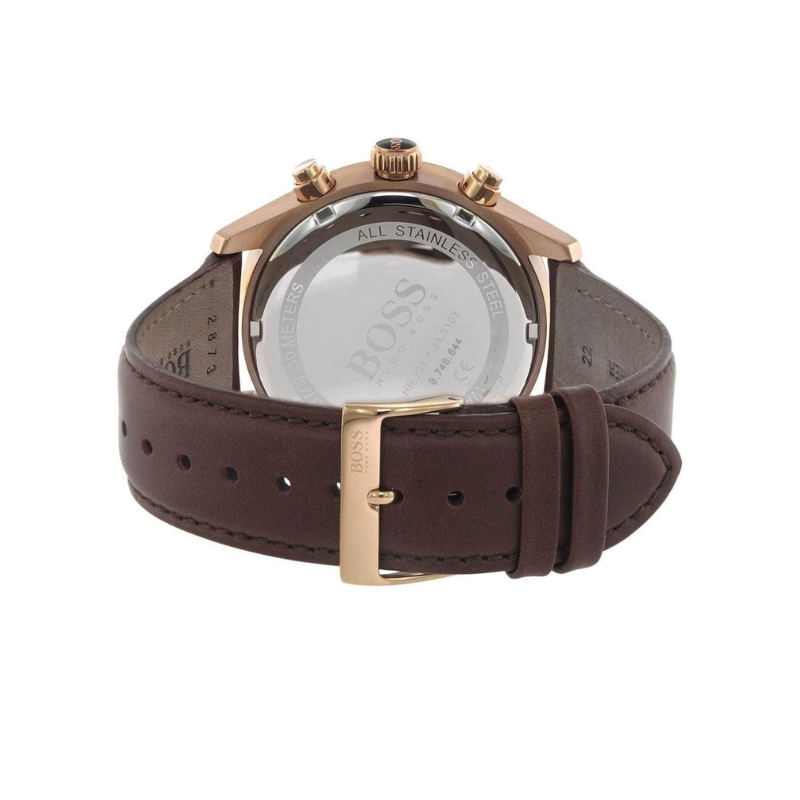 Hugo Boss Grand Prix Chronograph Brown Dial Brown Leather Strap Watch – 1513605