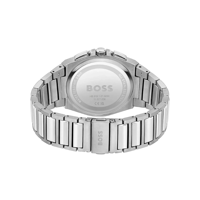 Hugo Boss Steer Chronograph Blue Dial Silver Stainless Steel Metal Bracelet Men’s Watch – 1514048