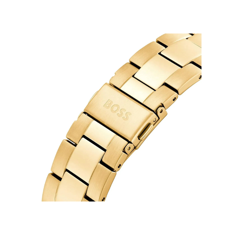 Hugo Boss Troper Chronograph Olive Green Dial Gold Stainless Steel Metal Bracelet Men’s Watch – 1514059