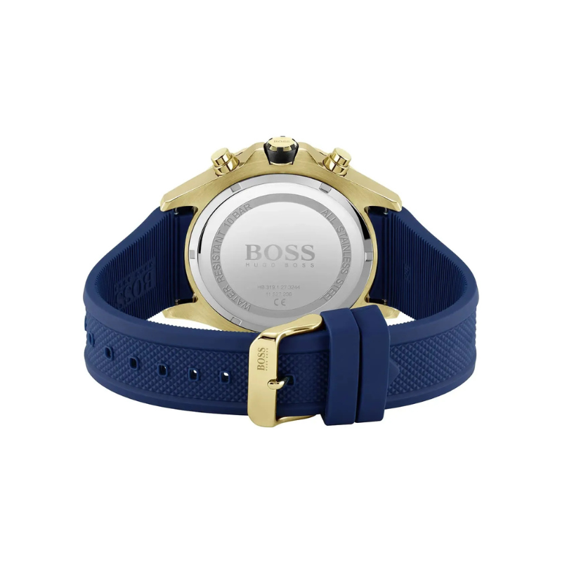 Hugo Boss Globetrotter Chronograph Blue Dial Blue Rubber Strap Watch – 1513822