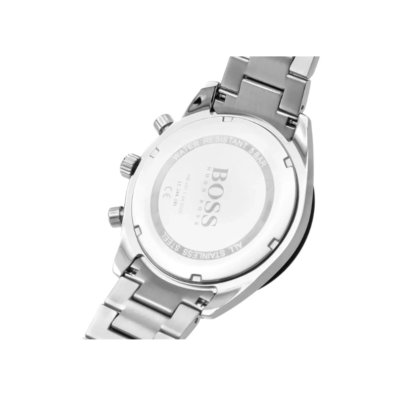 Hugo Boss Santiago Chronograph Black Dial Silver Stainless Steel Metal Bracelet Men’s Watch – 1513862