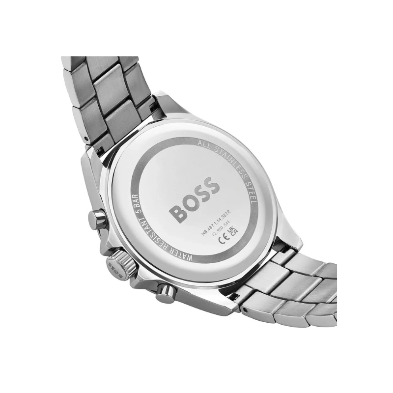 Hugo Boss Troper Chronograph Black Dial Silver Stainless Steel Metal Bracelet Men’s Watch – 1514057