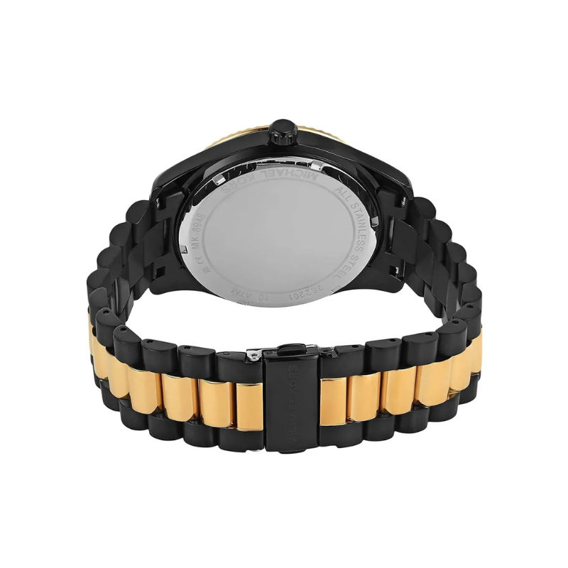 Michael Kors Lexington Chronograph Black Dial Black & Gold-Tone Stainless Steel Bracelet – MK8948