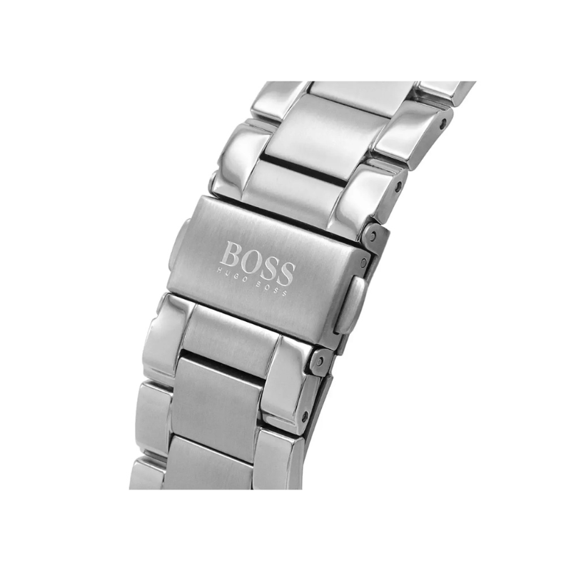 Hugo Boss Santiago Chronograph Black Dial Silver Stainless Steel Metal Bracelet Men’s Watch – 1513862