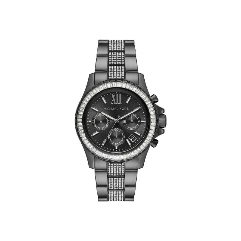 Michael Kors Everest Chronograph Black Dial Gunmetal Stainless Steel Bracelet – MK6974