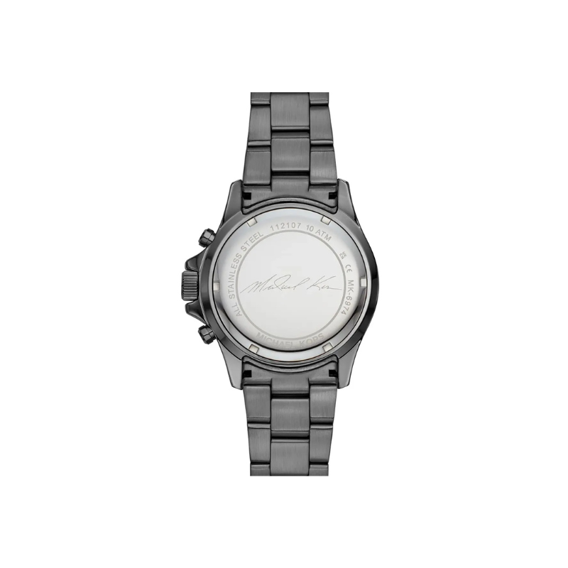 Michael Kors Everest Chronograph Black Dial Gunmetal Stainless Steel Bracelet – MK6974