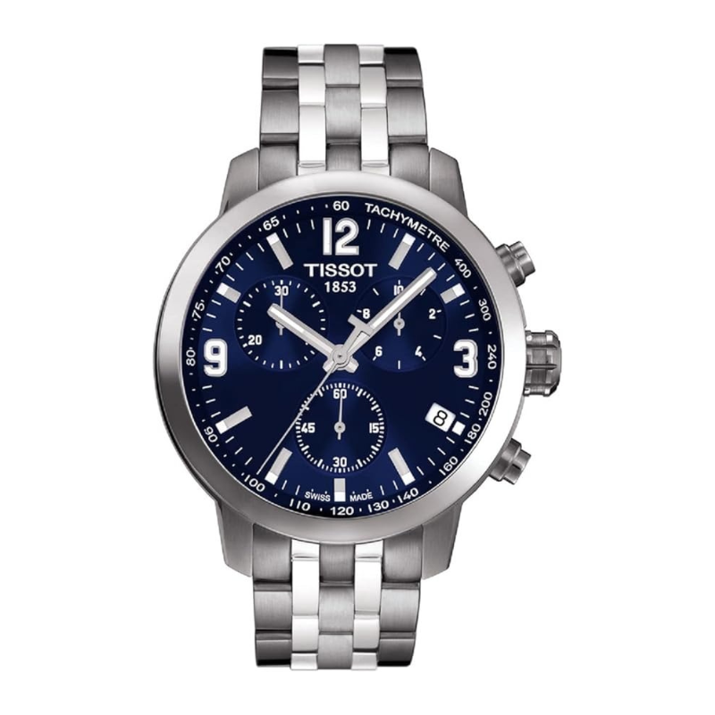 Tissot PRC 200 Chronograph Blue Dial Stainless Steel Watch – T055.417.11.047.00