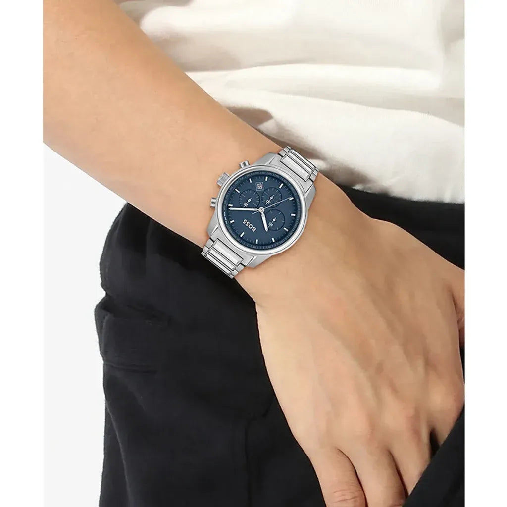 Hugo Boss Trace Chronograph Blue Dial Stainless Steel Bracelet Watch – 1514007