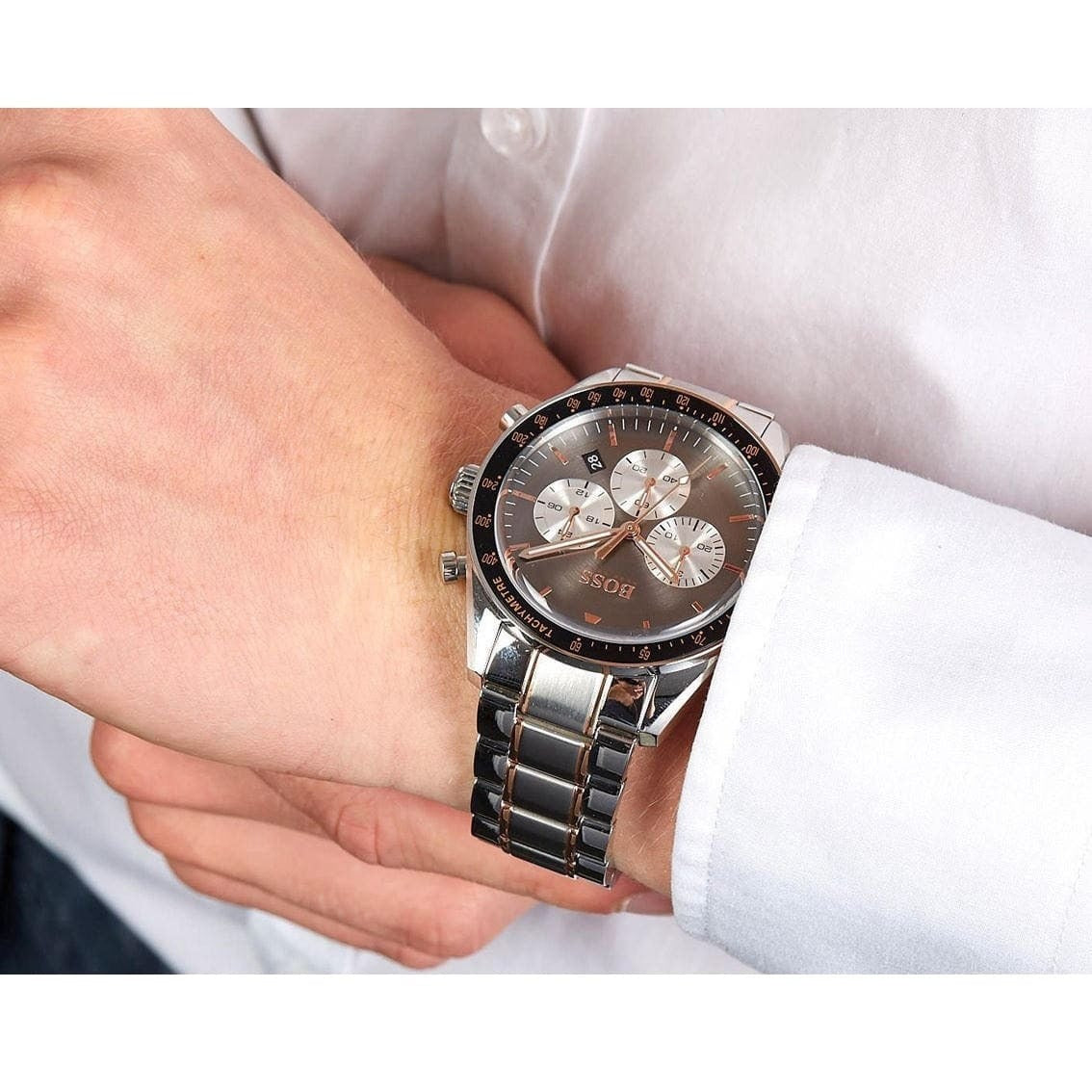 Hugo Boss Trophy Chronograph Gray Dial Silver Stainless Steel Bracelet Watch – 1513634