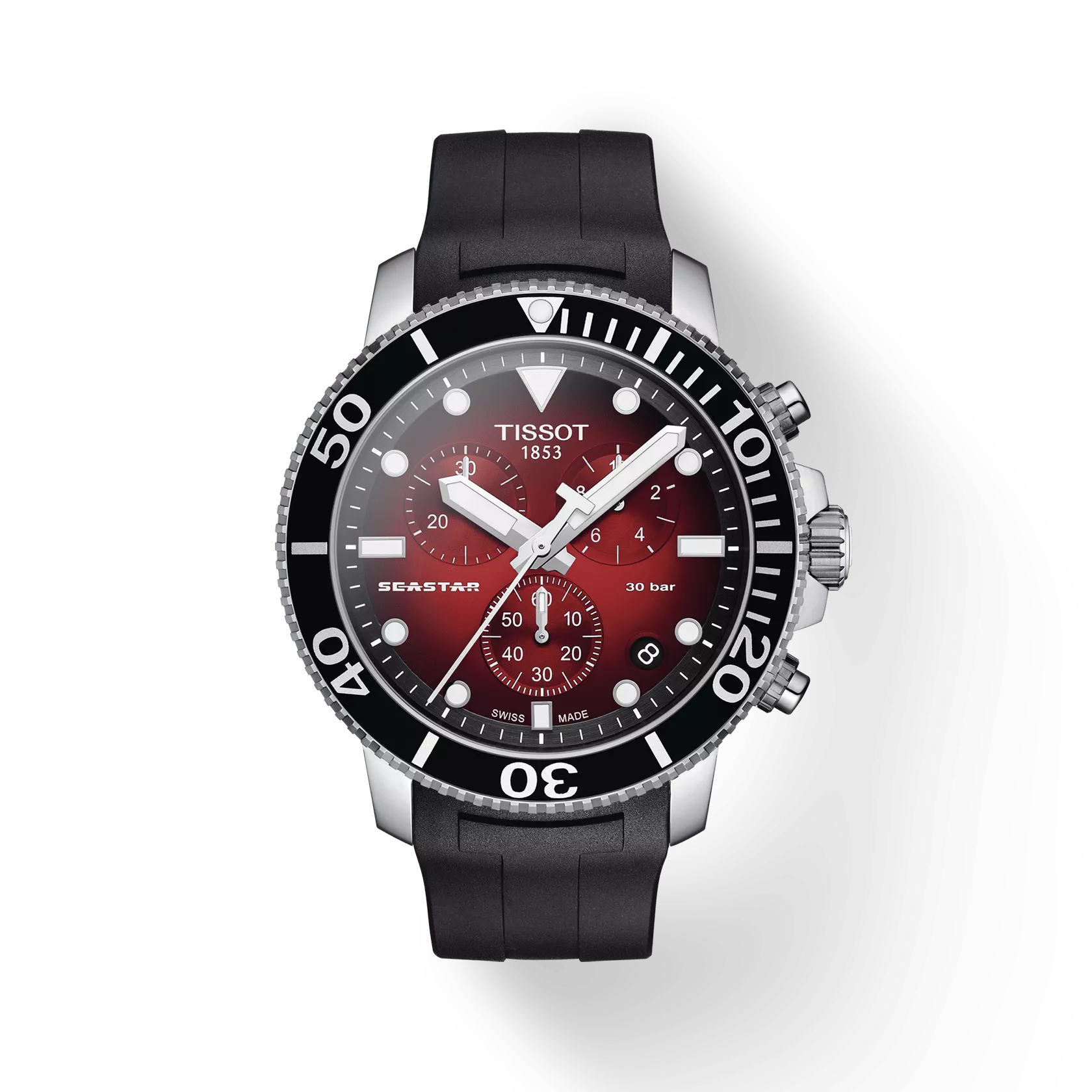 Tissot Seastar 1000 Chronograph 🔴 Red Dial Black Silicone Strap – T120.417.17.421.00