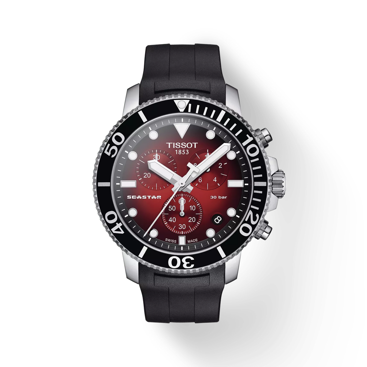 Tissot Seastar 1000 Chronograph 🔴 Red Dial Black Silicone Strap – T120.417.17.421.00