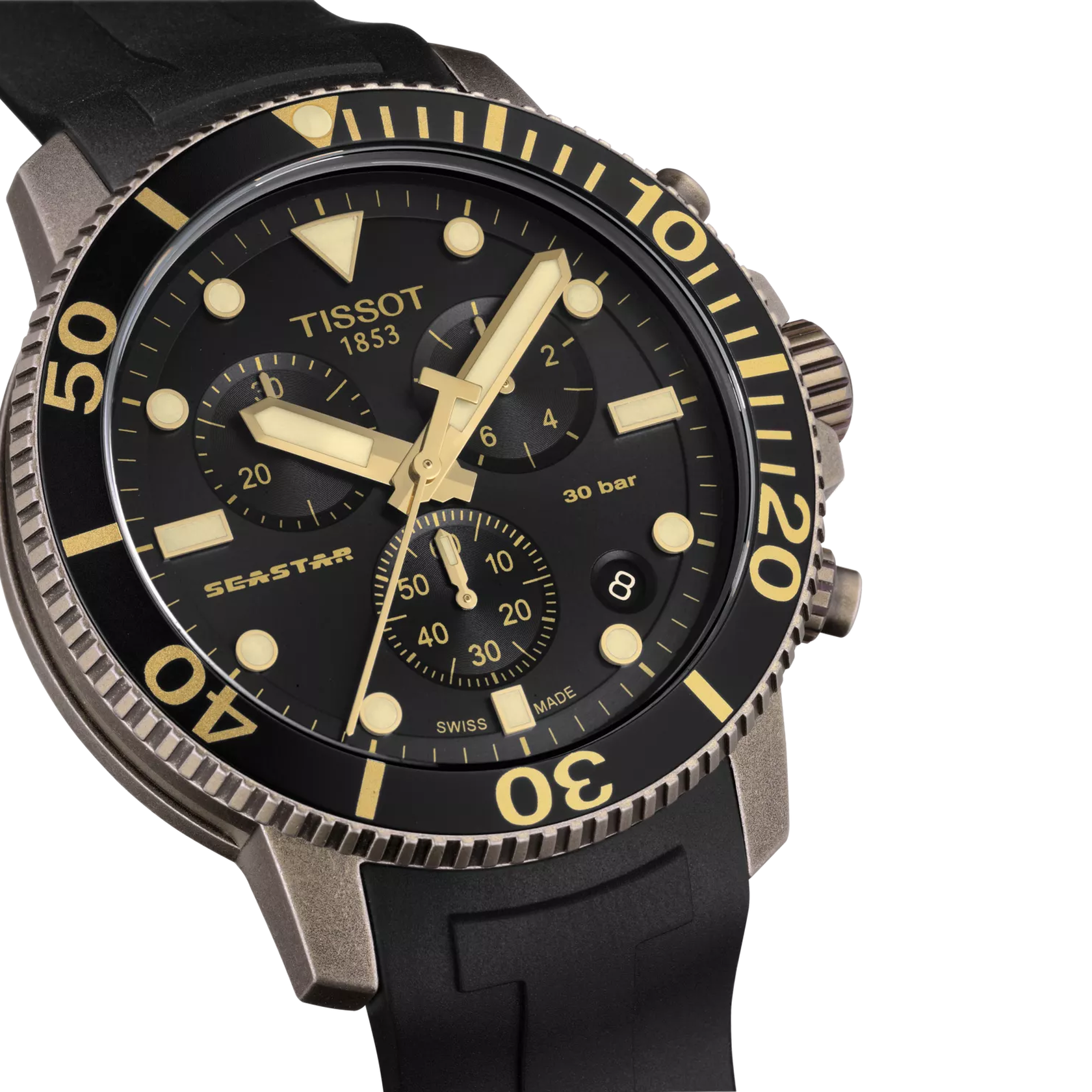 Tissot Seastar 1000 Chronograph 🔘 Black Dial Black Silicone Strap – T120.417.37.051.01
