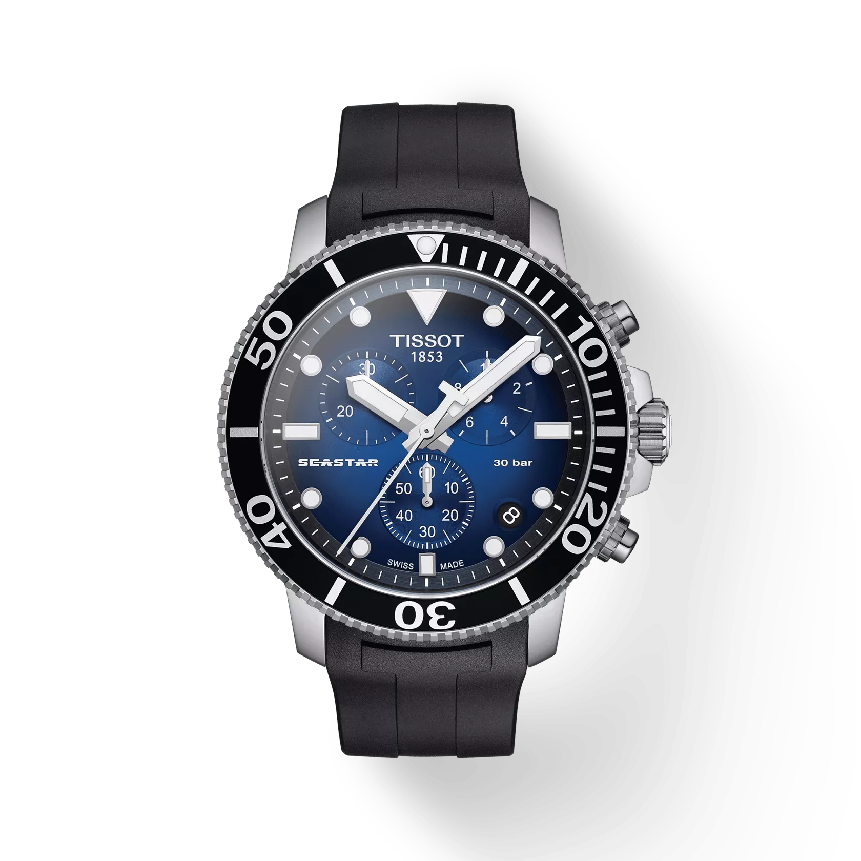 Tissot Seastar 1000 Chronograph Blue Dial Black Silicone Strap Watch – T120.417.17.041.00