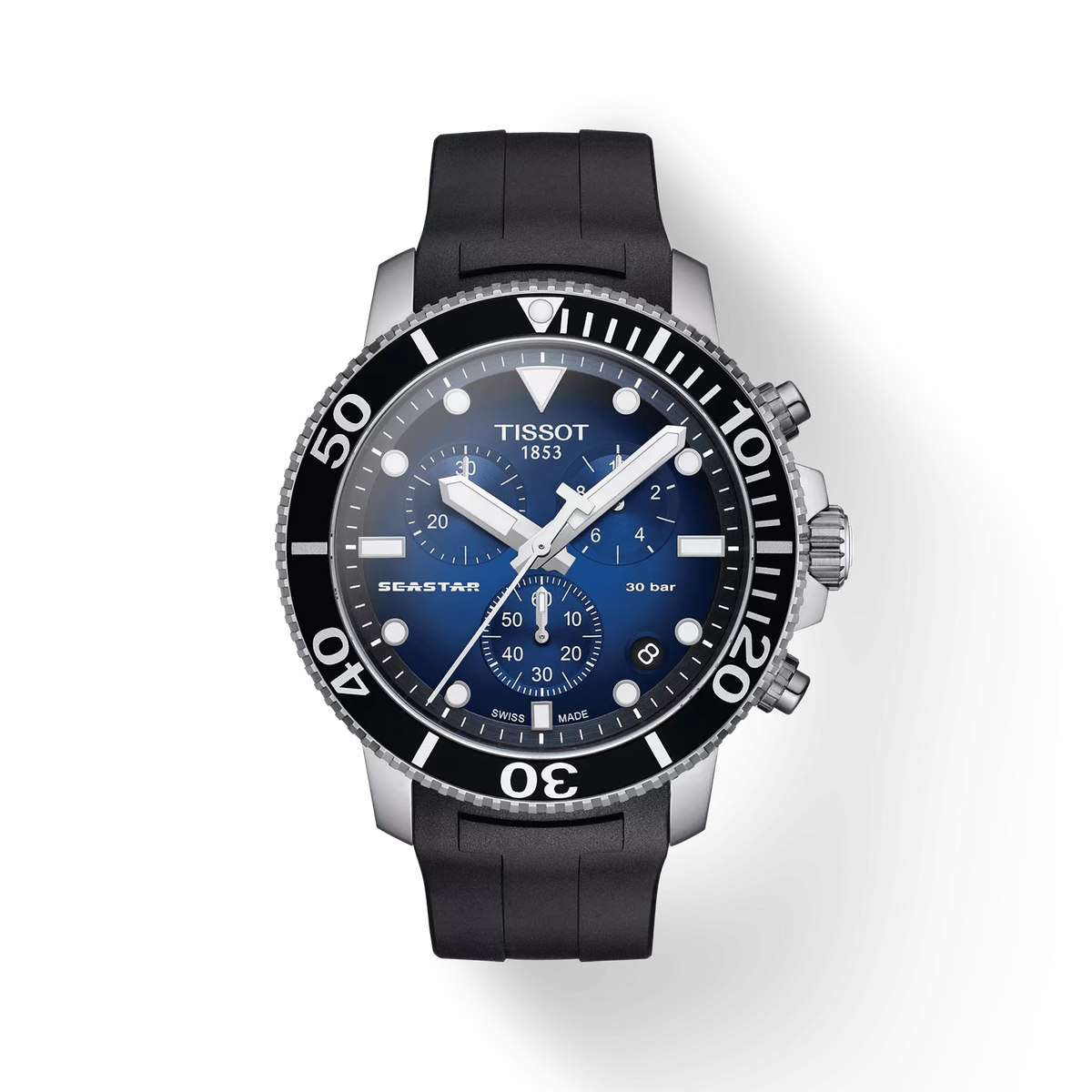 Tissot Seastar 1000 Chronograph Blue Dial Black Silicone Strap Watch – T120.417.17.041.00