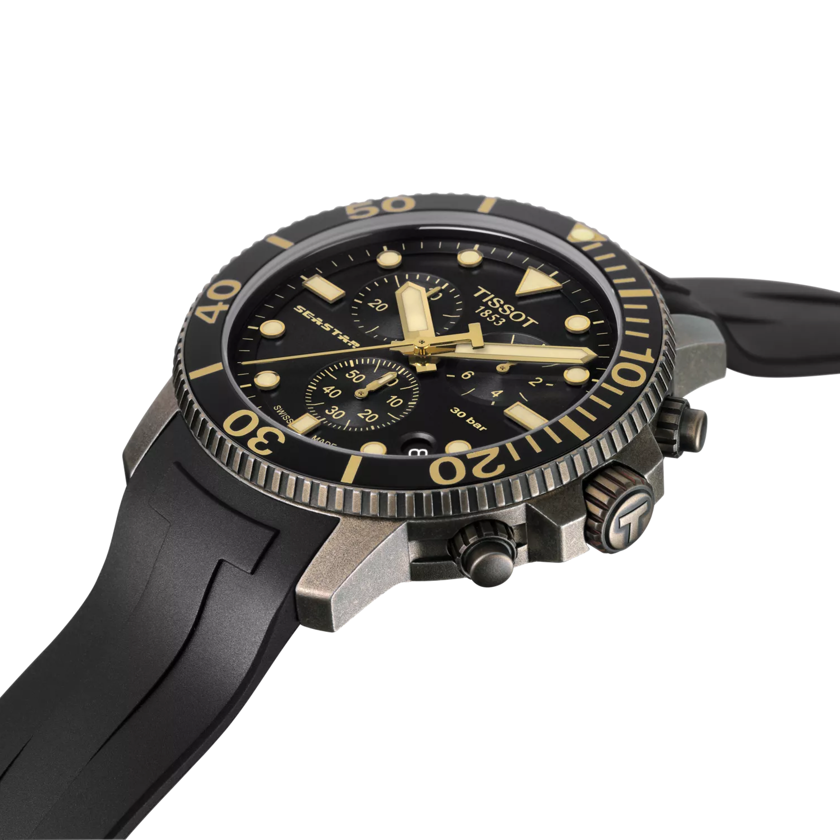 Tissot Seastar 1000 Chronograph 🔘 Black Dial Black Silicone Strap – T120.417.37.051.01