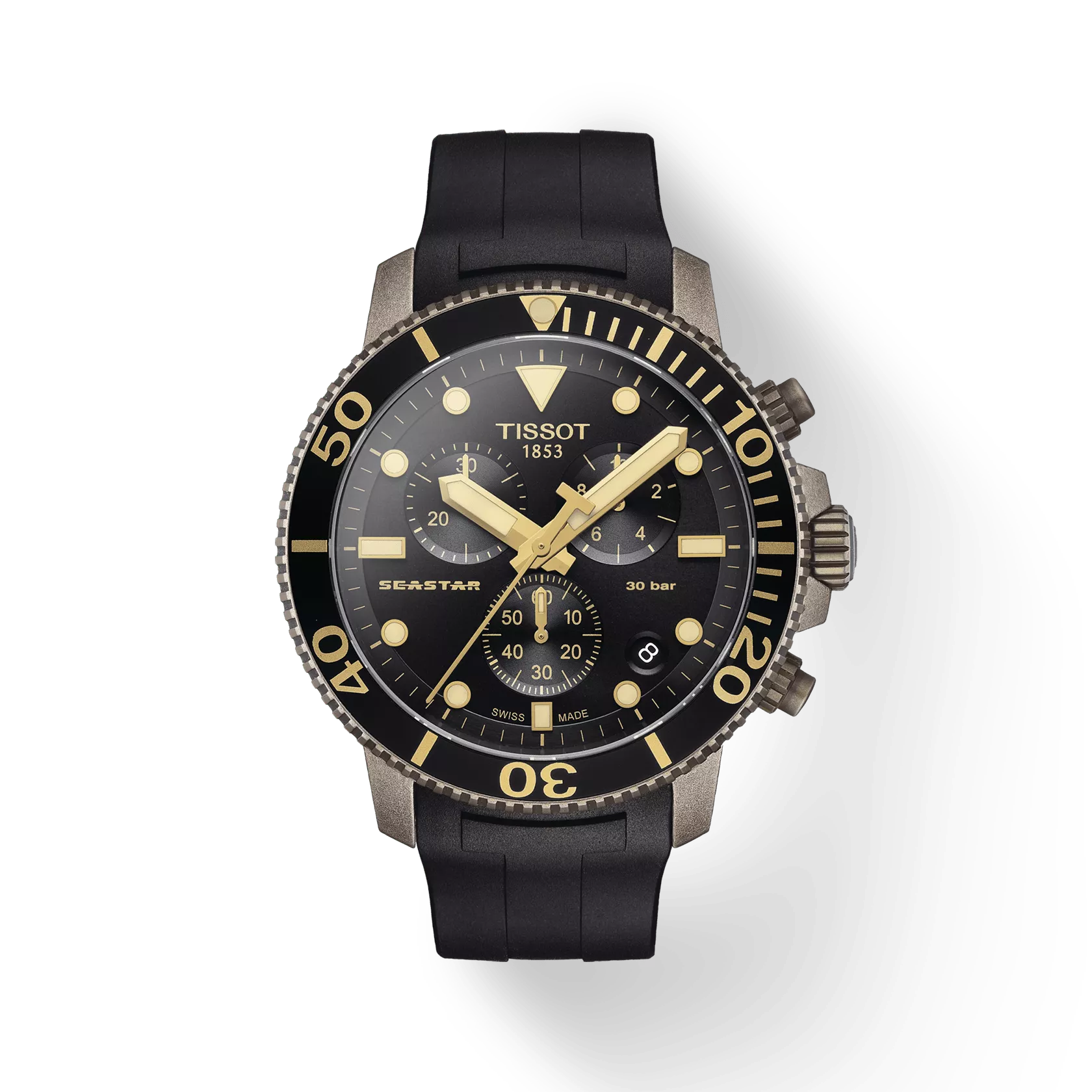 Tissot Seastar 1000 Chronograph 🔘 Black Dial Black Silicone Strap – T120.417.37.051.01