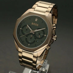 Hugo Boss Cloud Chronograph Olive Green Dial Rose Gold Stainless Steel Metal Bracelet Men’s Watch – 1514019