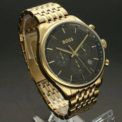 Hugo Boss Gregor Chronograph Gray Dial Gold Stainless Steel Metal Bracelet Men’s Watch – 1514051