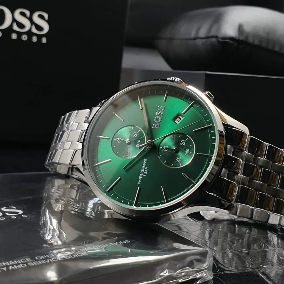 Hugo Boss Associate Chronograph Green Dial Stainless Steel Bracelet Watch – 1513975