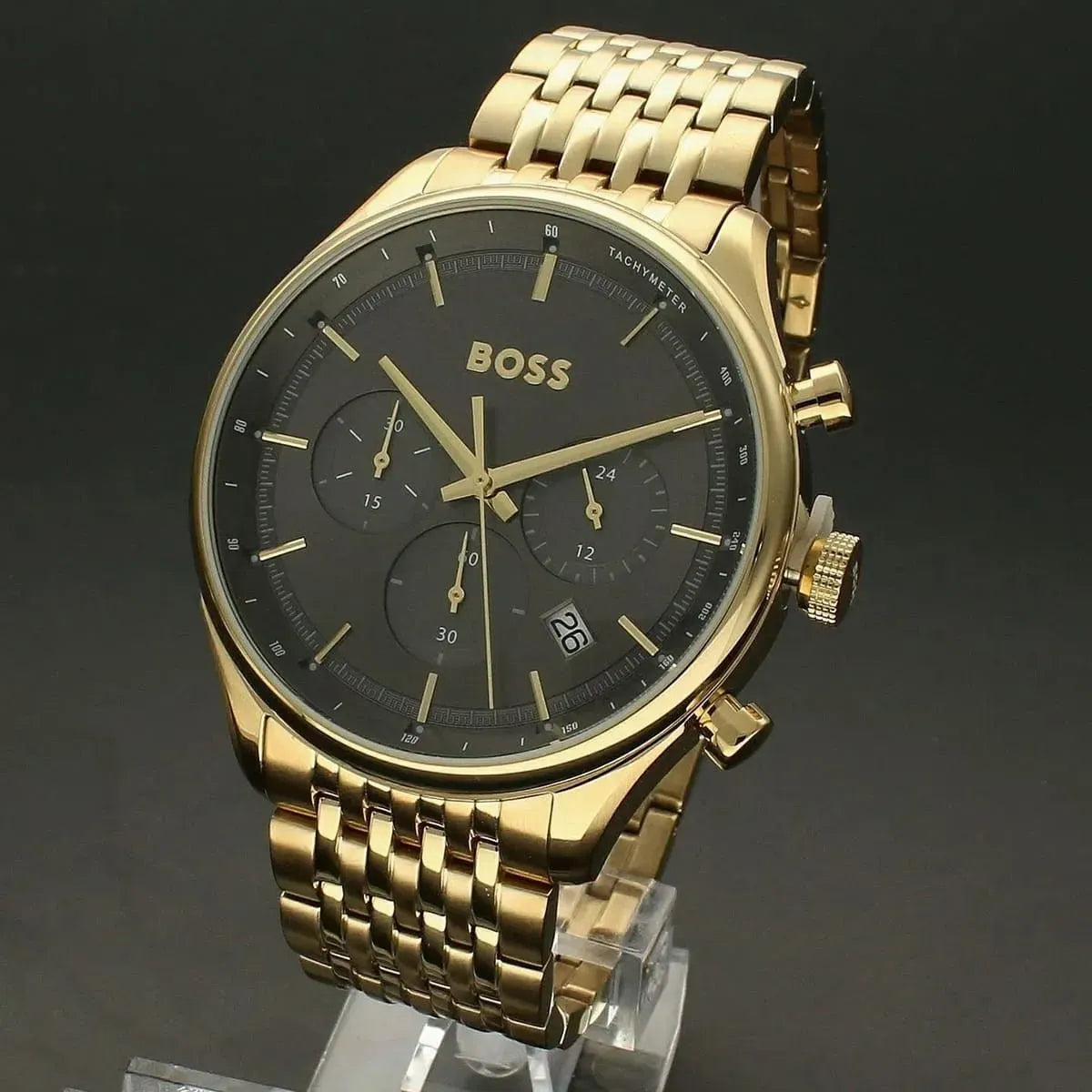 Hugo Boss Gregor Chronograph Gray Dial Gold Stainless Steel Metal Bracelet Men’s Watch – 1514051