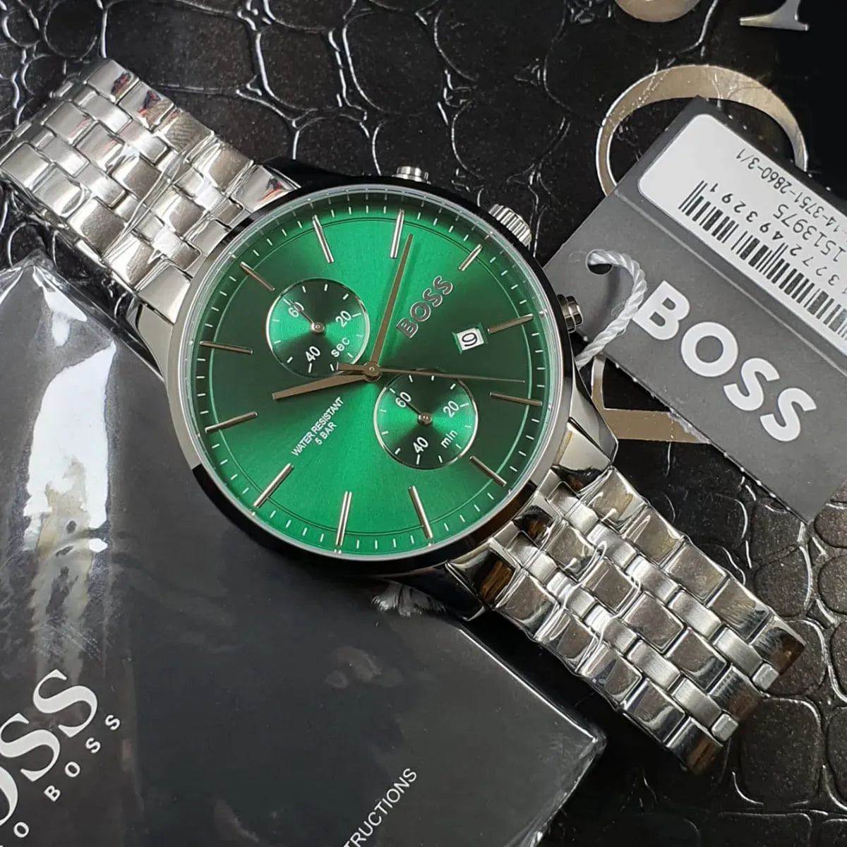 Hugo Boss Associate Chronograph Green Dial Stainless Steel Bracelet Watch – 1513975