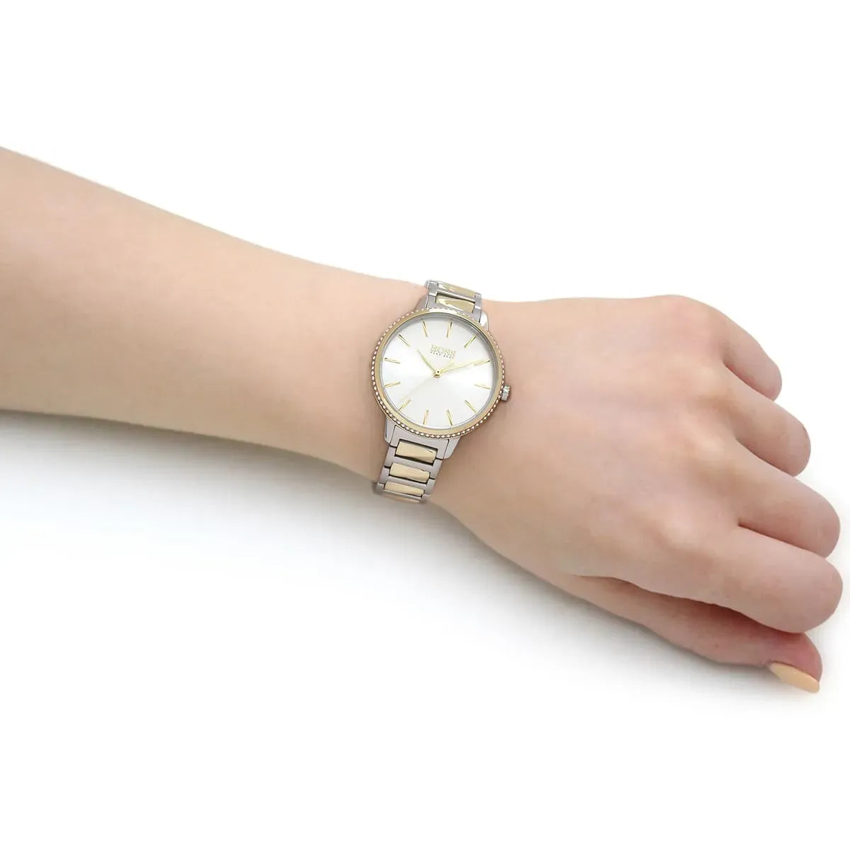 Hugo Boss Signature Silver Dial Silver & Gold Stainless Steel Bracelet Watch – 1502568