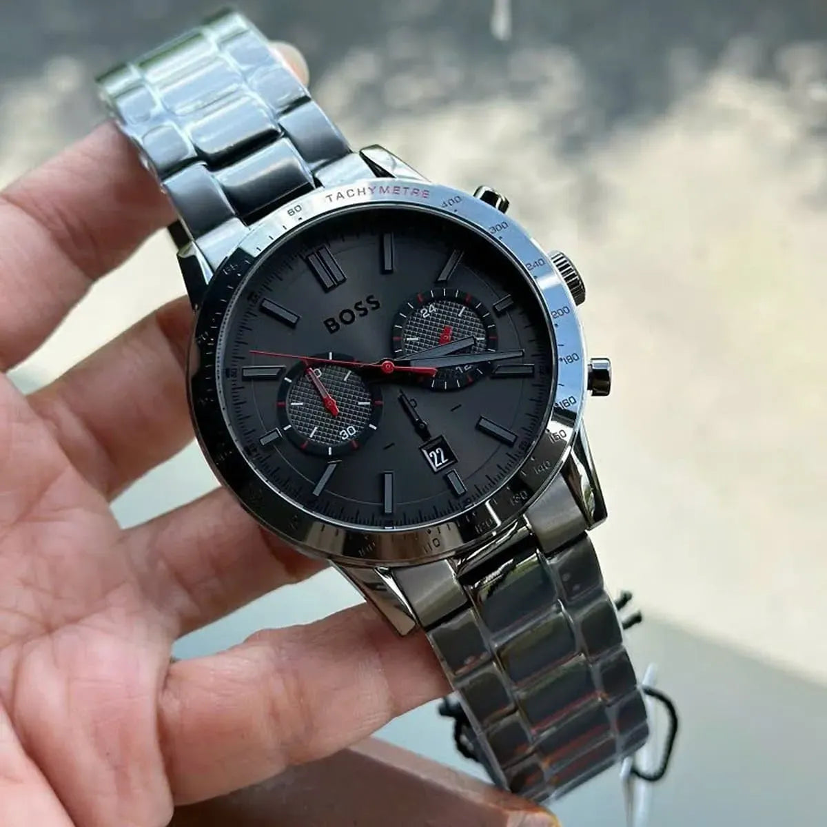 Hugo Boss Allure Chronograph Gray Dial Gray Stainless Steel Bracelet Men’s Watch – 1513924
