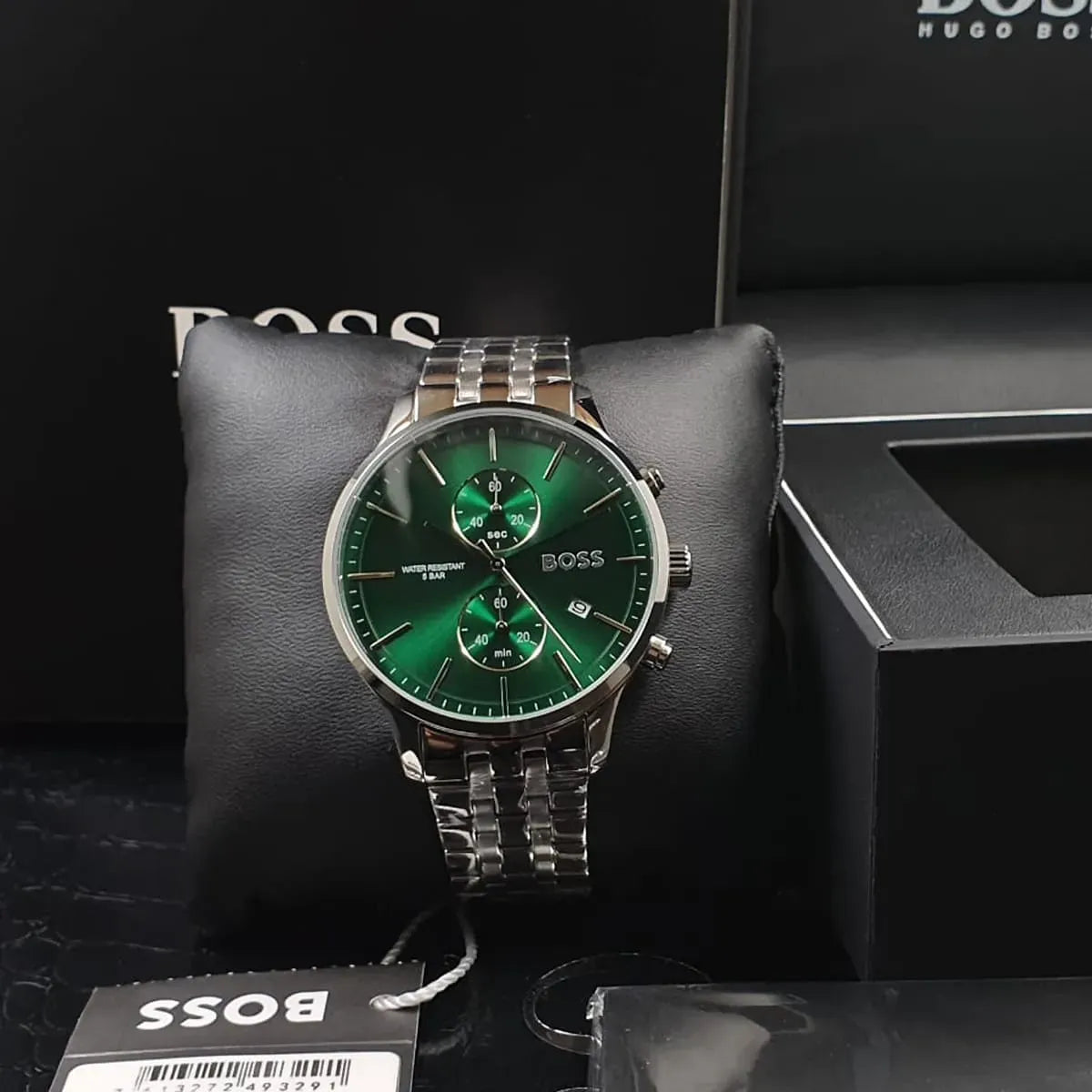 Hugo Boss Associate Chronograph Green Dial Stainless Steel Bracelet Watch – 1513975