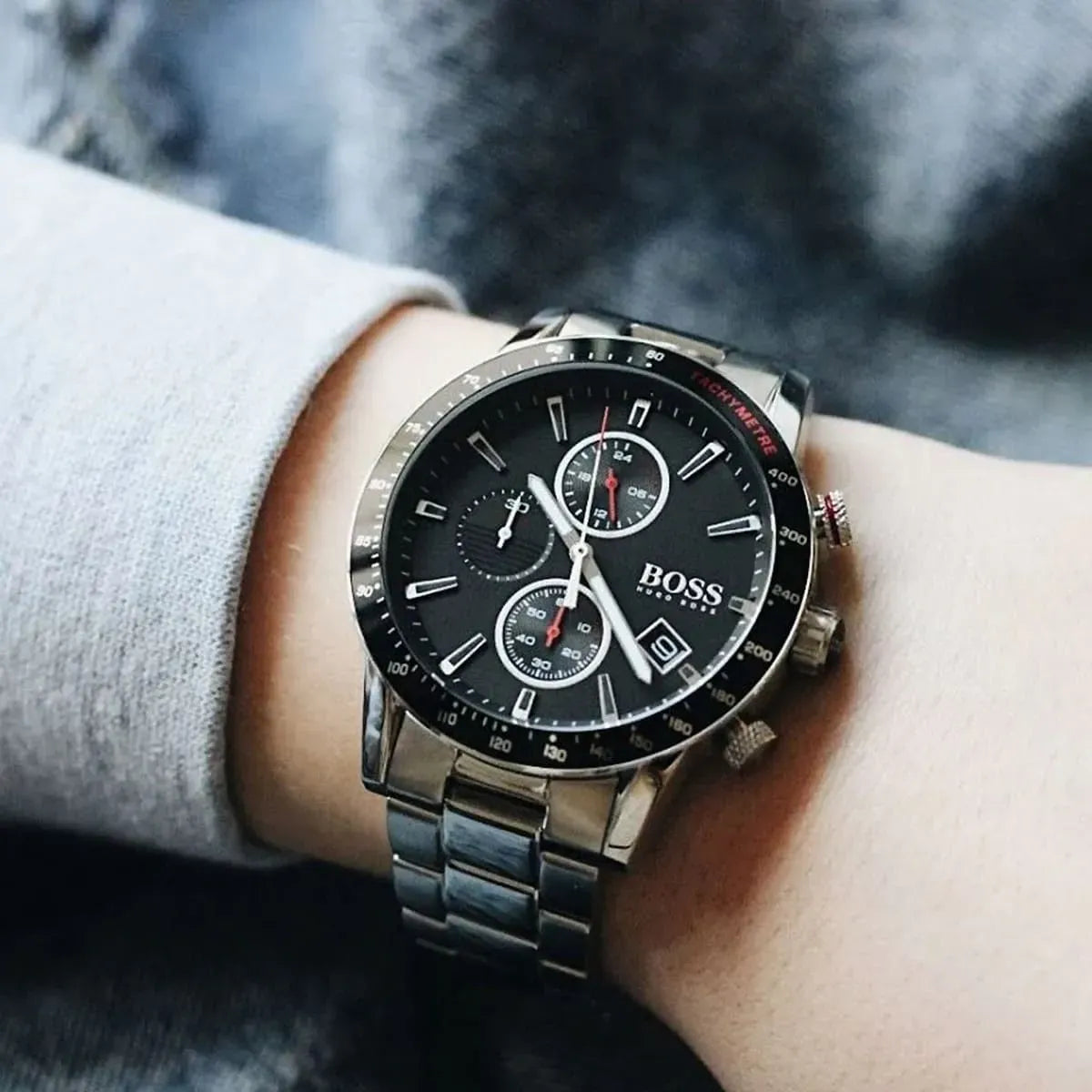 Hugo Boss Rafale Chronograph Black Dial Stainless Steel Bracelet Watch – 1513509