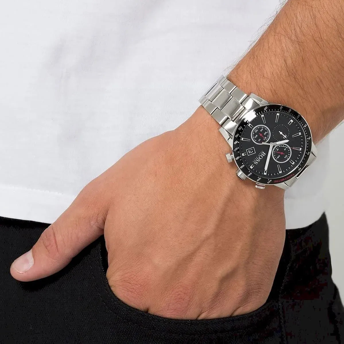 Hugo Boss Rafale Chronograph Black Dial Stainless Steel Bracelet Watch – 1513509