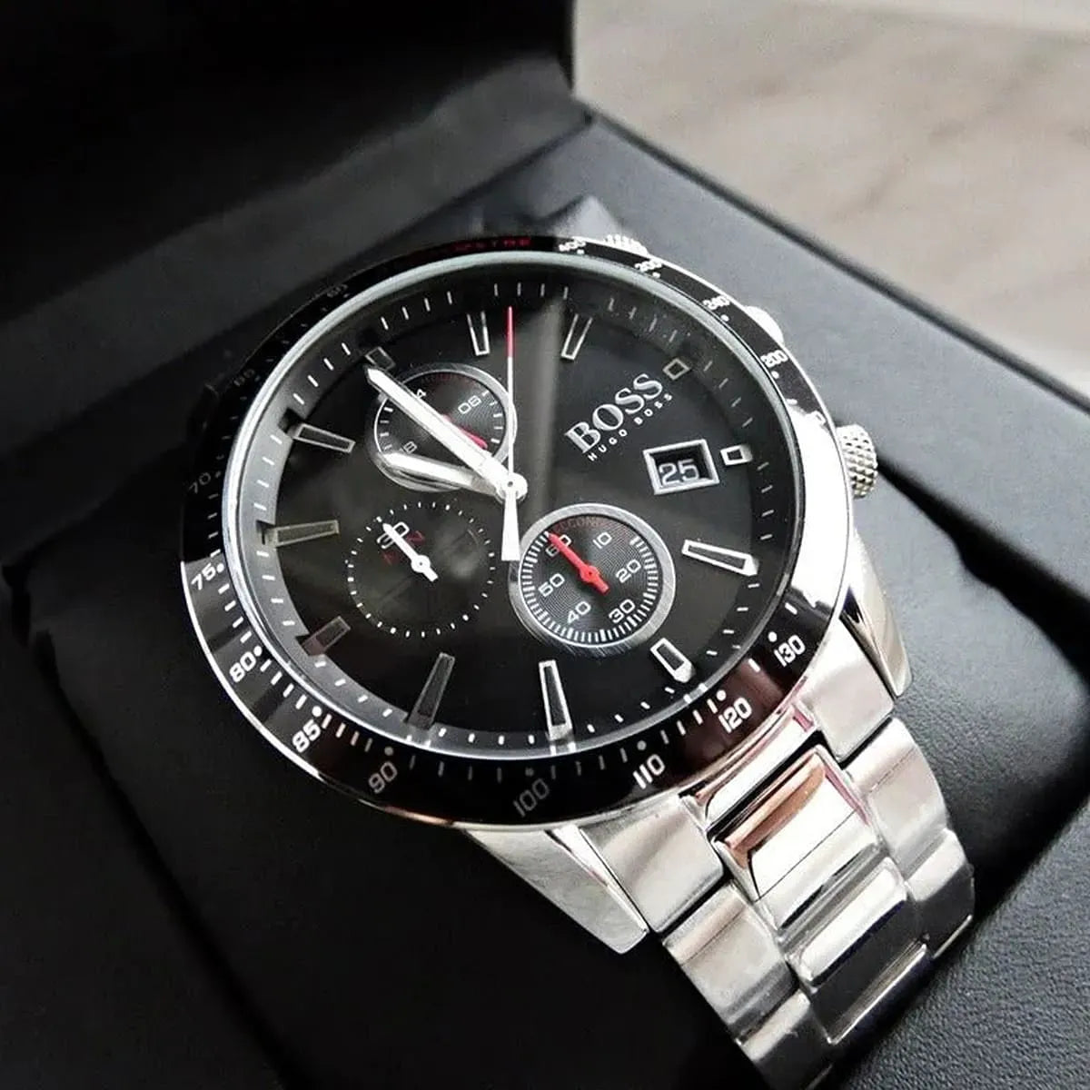 Hugo Boss Rafale Chronograph Black Dial Stainless Steel Bracelet Watch – 1513509